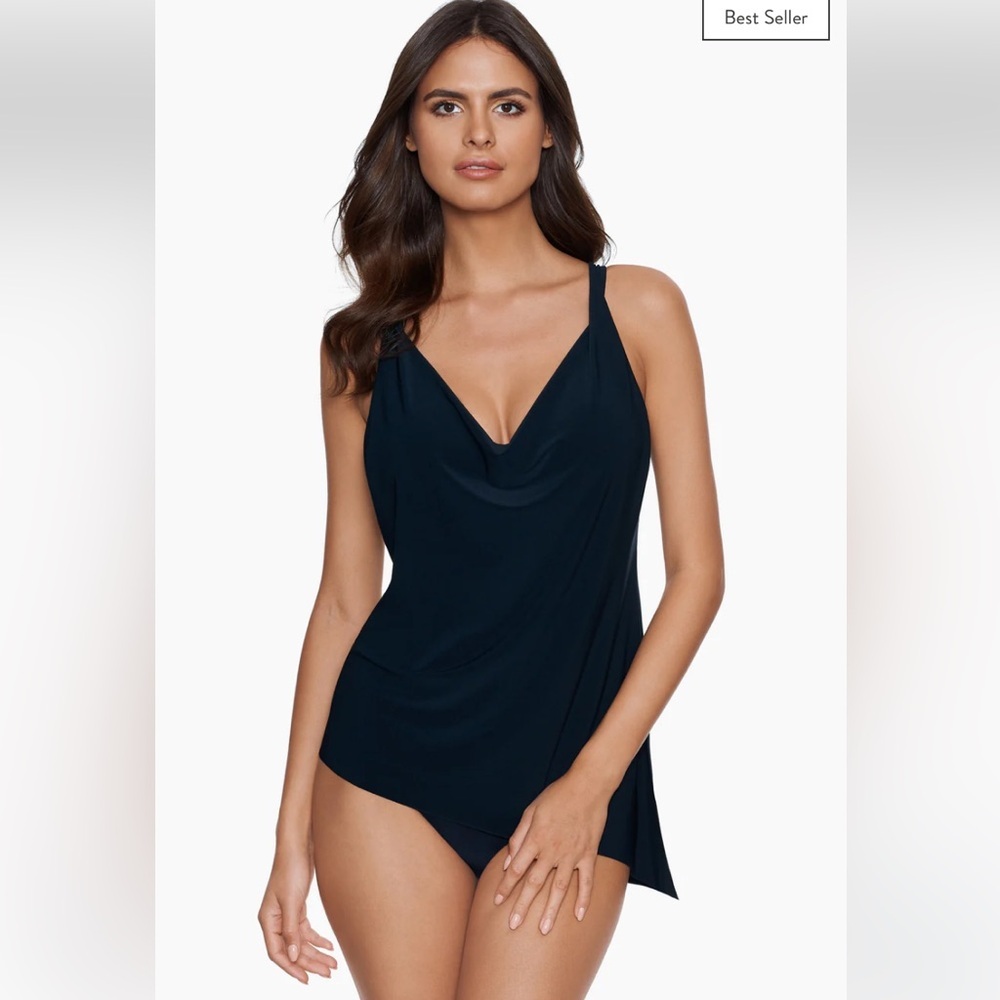 Magicsuit “Winnie” Tankini Top Black Asymmetrical Size 16